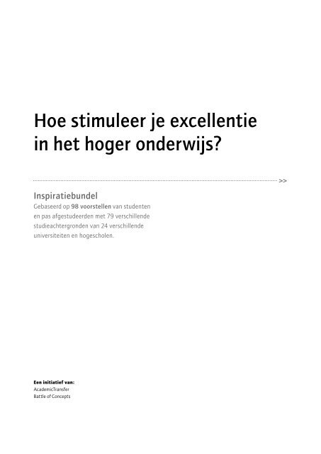 Hoe stimuleer je excellentie in het hoger ... - Battle of Concepts