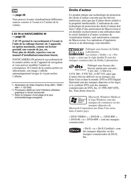 Sony XAV-W1 Car Radio OWNER'S MANUAL Operating Instructions ...