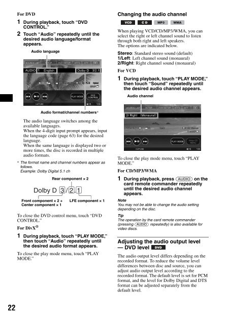 Sony XAV-W1 Car Radio OWNER'S MANUAL Operating Instructions ...