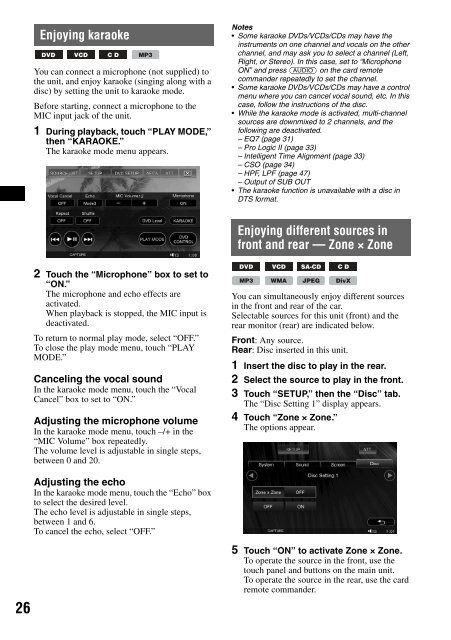 Sony XAV-W1 Car Radio OWNER'S MANUAL Operating Instructions ...