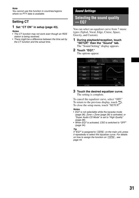 Sony XAV-W1 Car Radio OWNER'S MANUAL Operating Instructions ...