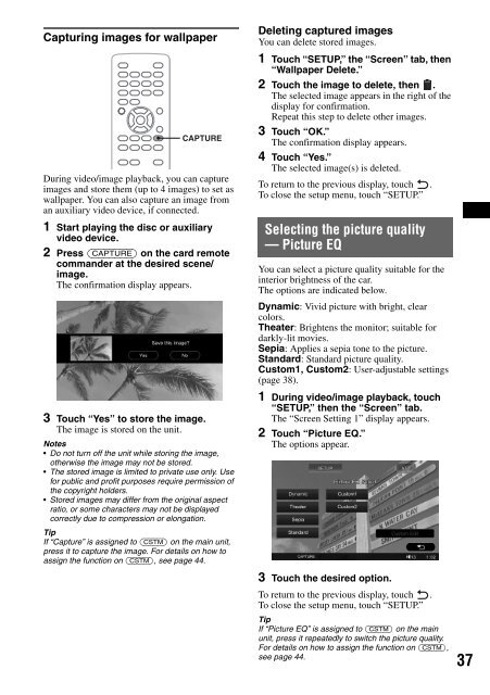 Sony XAV-W1 Car Radio OWNER'S MANUAL Operating Instructions ...