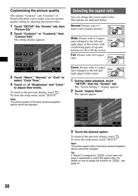 Sony XAV-W1 Car Radio OWNER'S MANUAL Operating Instructions ...