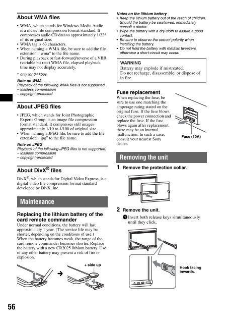 Sony XAV-W1 Car Radio OWNER'S MANUAL Operating Instructions ...