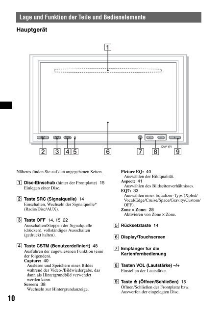 Sony XAV-W1 Car Radio OWNER'S MANUAL Operating Instructions ...