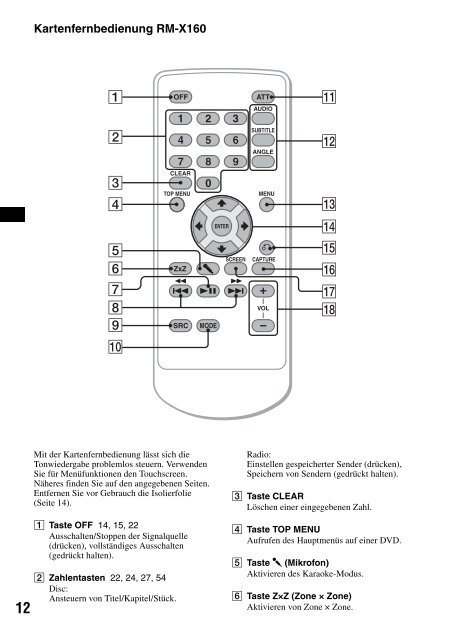 Sony XAV-W1 Car Radio OWNER'S MANUAL Operating Instructions ...