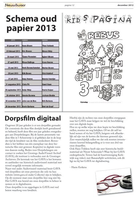 De krant van december 2012 - Nieuw Scheemda