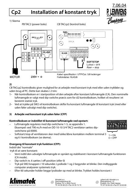 Cp2 Installation af konstant tryk