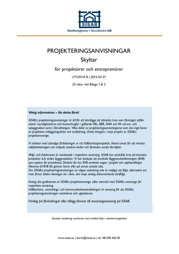 PROJEKTERINGSANVISNINGAR Skyltar - SISAB