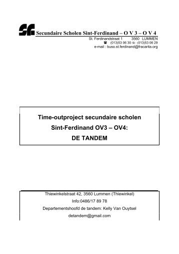 Time-outproject secundaire scholen Sint-Ferdinand OV3 – OV4: DE ...