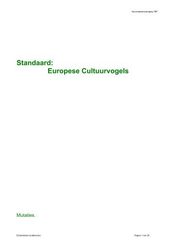 Standaard: Europese Cultuurvogels - Vogelvereniging De Goudvink ...