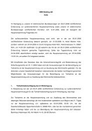 CBB Holding AG Köln Im Nachgang zu unserer im elektronischen ...