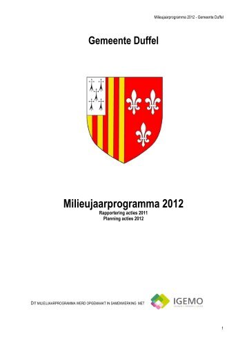 Gemeente Duffel Milieujaarprogramma 2012