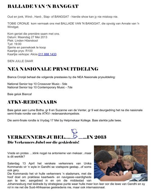 16 Mei 2013 - Hoërskool Linden