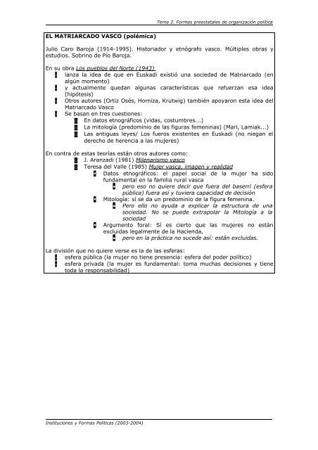 TEMA 2: FORMAS PREESTATALES DE ORGANIZACIÓN POLÍTICA ...