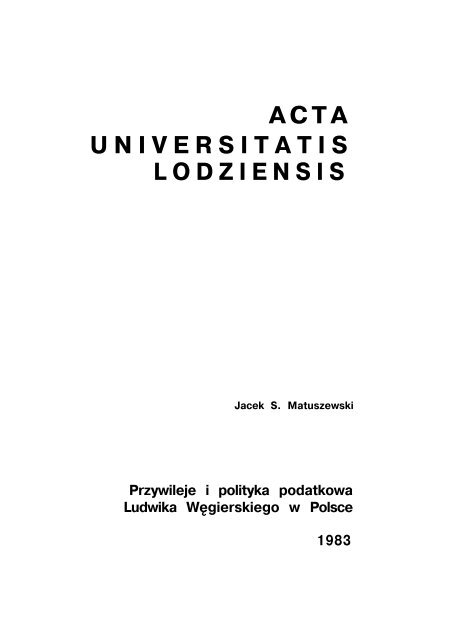 ACTA UNIVERSITATIS LODZIENSIS