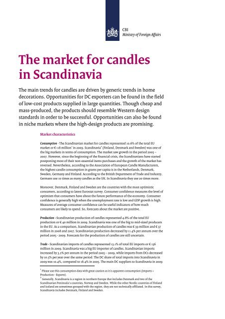 The market for candles in Scandinavia