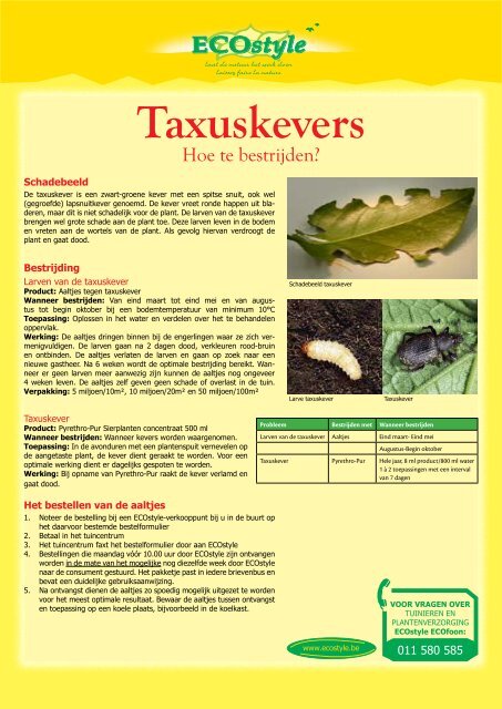 Aaltjes tegen taxuskever - ECOstyle