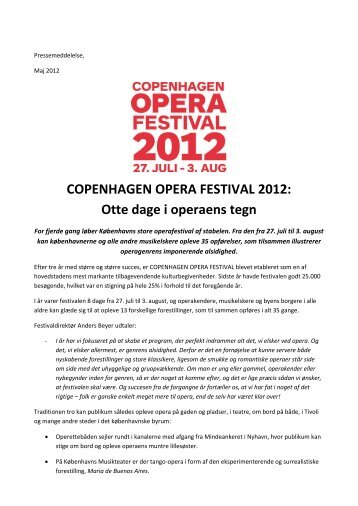 COPENHAGEN OPERA FESTIVAL 2012: Otte dage i operaens tegn