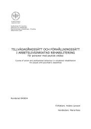 TILLVÄGAGÅNGSSÄTT OCH FÖRHÅLLNINGSSÄTT I ... - FSA