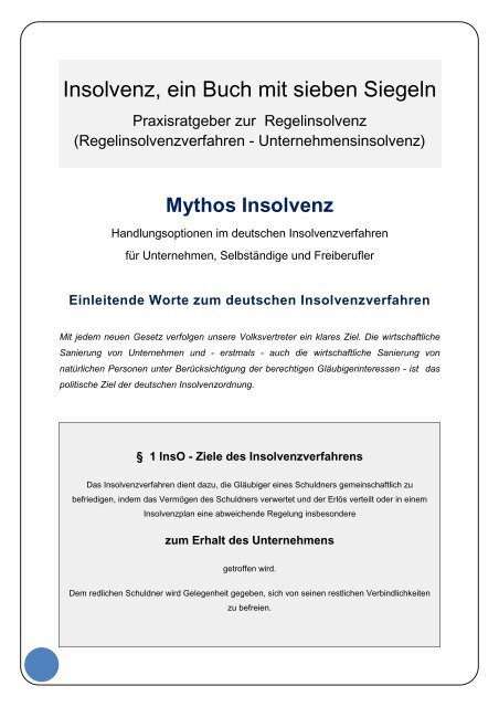 Insolvenz, ein Buch mit sieben Siegeln - Firmen Insolvenz Beratung