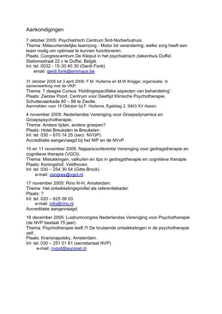 Bulletin 26 - Vereniging voor Klinische Psychotherapie