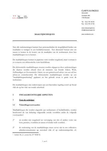 CLAEYS & ENGELS MAALTIJDCHEQUES Niet alle ... - Edenred