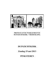 opzet orde van dienst Duinzichtkerk/Vredeskapel