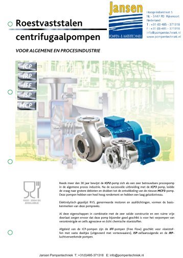Roestvaststalen centrifugaalpompen - Jansen Water en ...