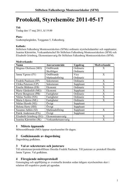 Protokoll 2011-05-17 - Stiftelsen Falkenbergs Montessoriskolor