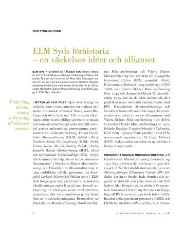 ELM Syds förhistoria – en väckelses idéer och allianser - Till Liv