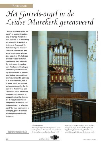 Het Garrels-orgel in de Leidse Marekerk ... - De Orgelvriend