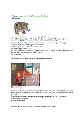 Webpagina van groep 1-2 Juf Gonnie en Juf Diana Hallo allemaal ...