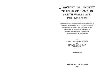 A History of Ancient Tenures of Land in North Wales and the Marches