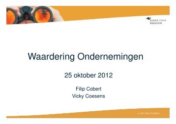 Waardering Ondernemingen - Baker Tilly Belgium