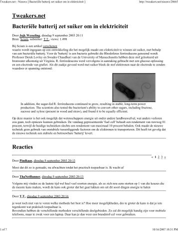 Tweakers.net - Nieuws [ Bacteriële batterij zet suiker ... - Geobacter.org