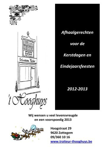 Afhaalgerechten voor de Kerstdagen en Eindejaarsfeesten 2012-2013