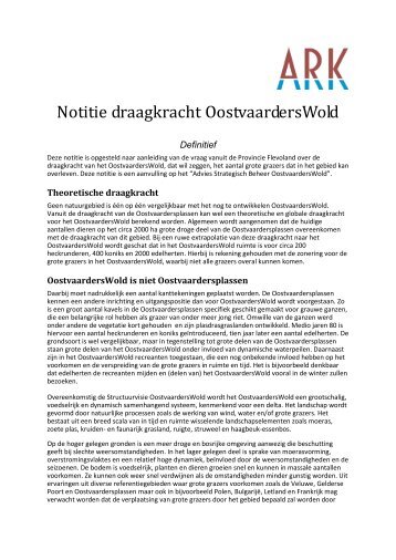 Advies over draagkracht OostvaardersWold - ARK Natuurontwikkeling