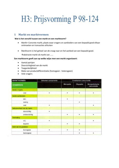 Sammenvatting Algemene economie 2011 Deel 3 - Studiant