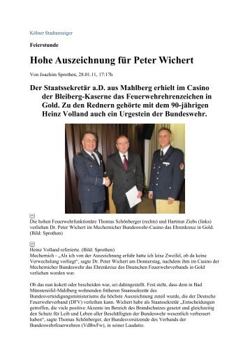 Hohe Auszeichnung für Peter Wichert - Verband der ...