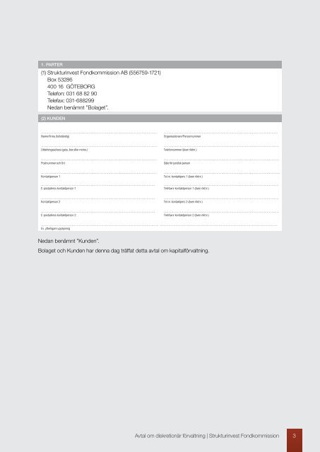 Avtal om diskretionär förvaltning - Strukturinvest