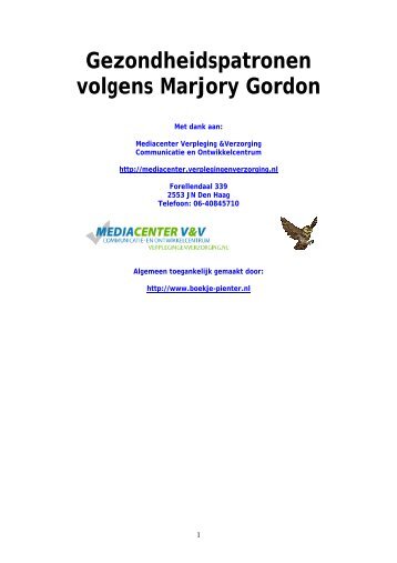 Gezondheidspatronen volgens Marjory Gordon - Boekje Pienter