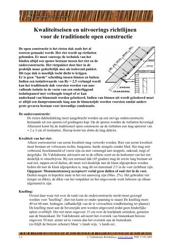 Eisen en uitvoeringsrichtlijnen voor het traditionele dak