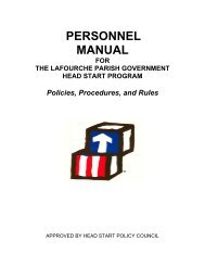 Head Start Personnel Manual - Lafourche Parish Government