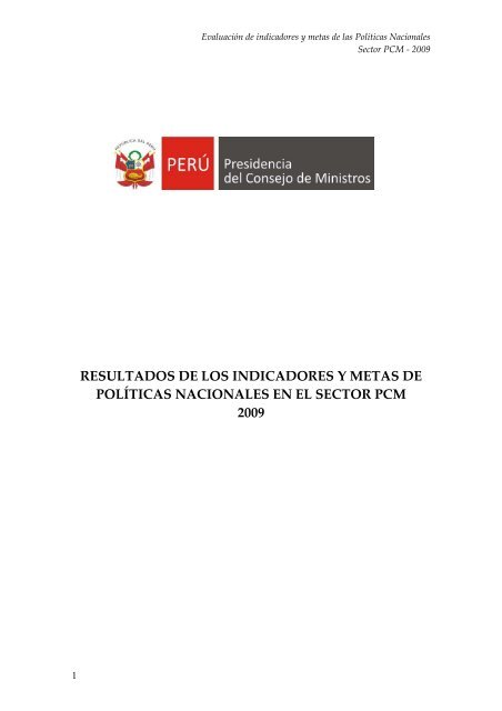 resultados de los indicadores y metas de políticas nacionales ... - PCM