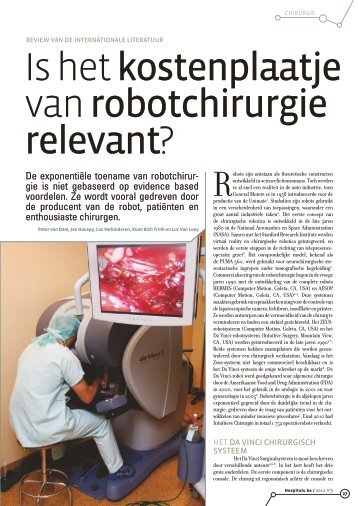 Is het kostenplaatje van robotchirurgie relevant?