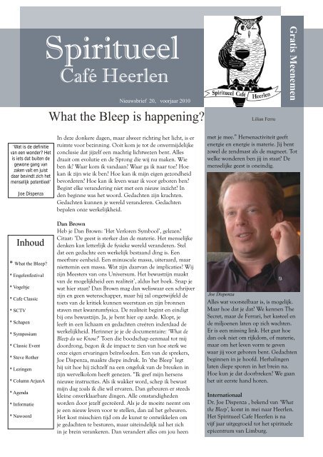 Nieuwsbrief 20 - Spiritueel Cafe Heerlen