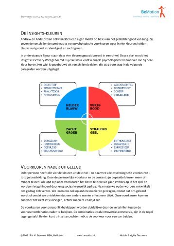 de insights-kleuren voorkeuren nader uitgelegd - BeMotion