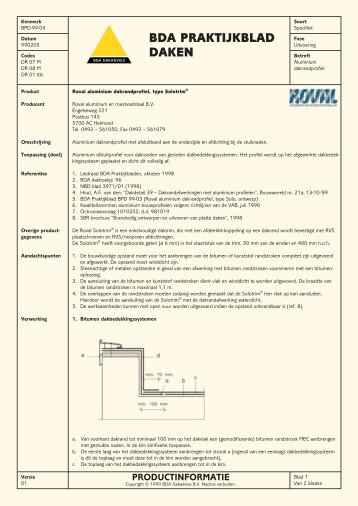 BDA PRAKTIJKBLAD DAKEN