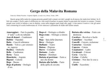 Gergo della Malavita Romana - gerghi italici